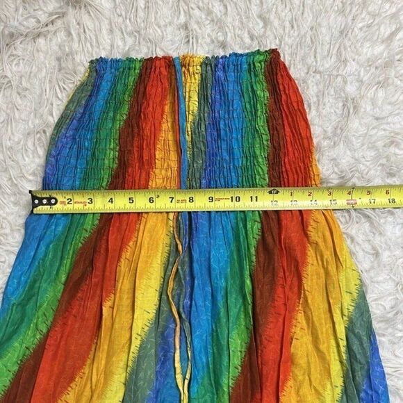 Vintage Women’s Rainbow Tie Dye Hippie Smocked Summer Mini Tube Top Dress OS - Picture 6 of 12